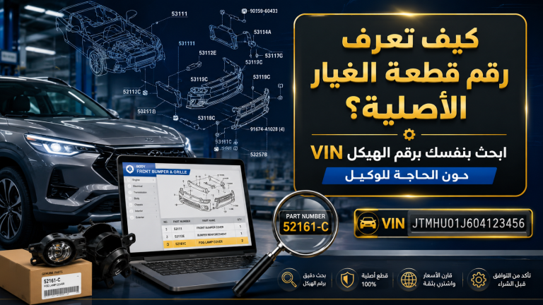 طريقة الحصول على أرقام قطع غيار السيارات عبر VIN لاستخراج رقم 52161-C والتأكد من توافق قطعة الغيار قبل الشراء.