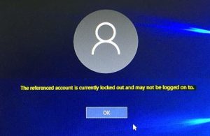 حل مشكلة The referenced account is currently locked out